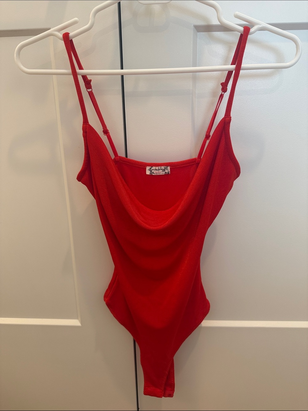 Free people Red Cowl Neck Bodysuit